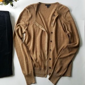 Ann Taylor Metallic Gold Cardigan